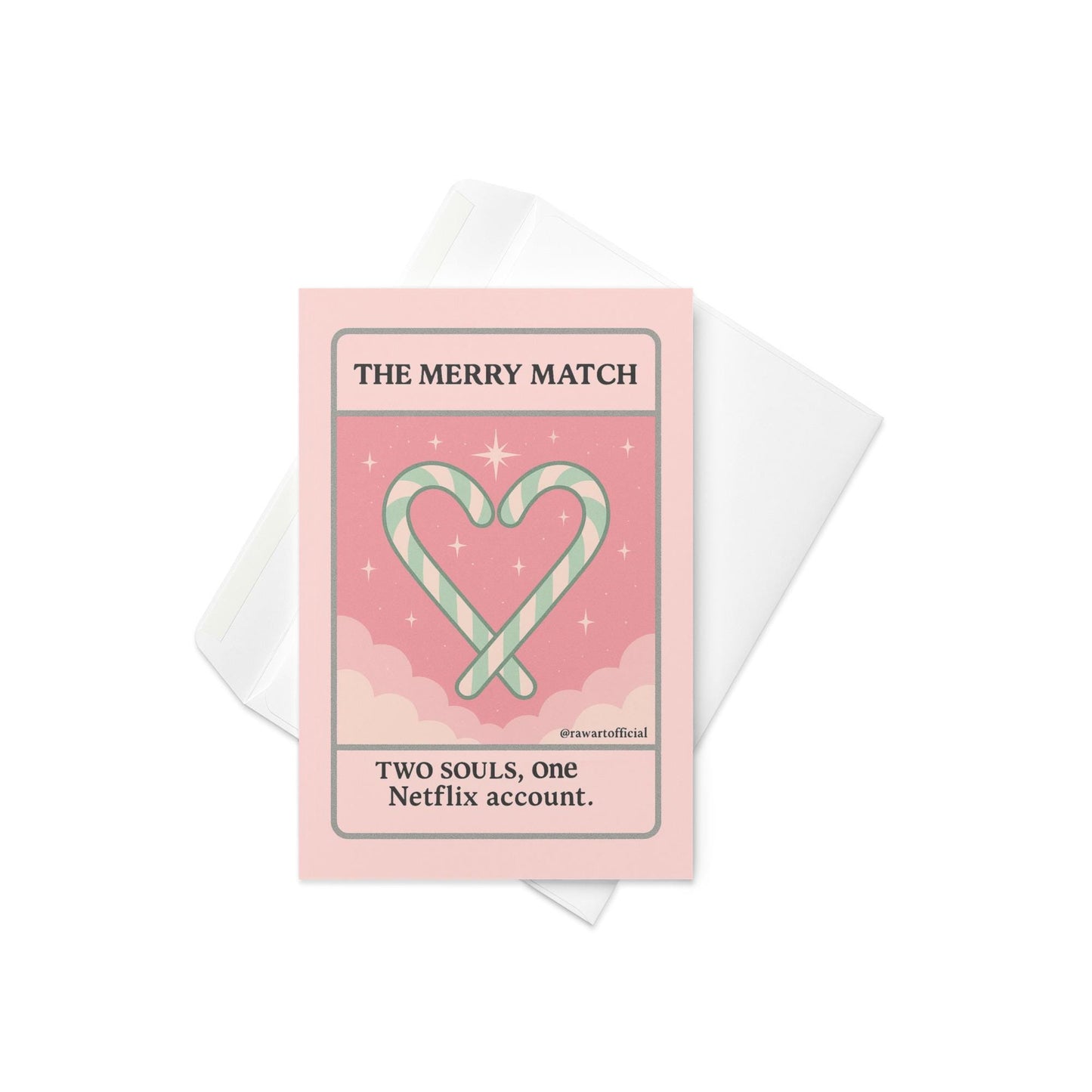 Two candy canes forming a heart with text “The Merry Match – Two Souls, One Netflix Account.”