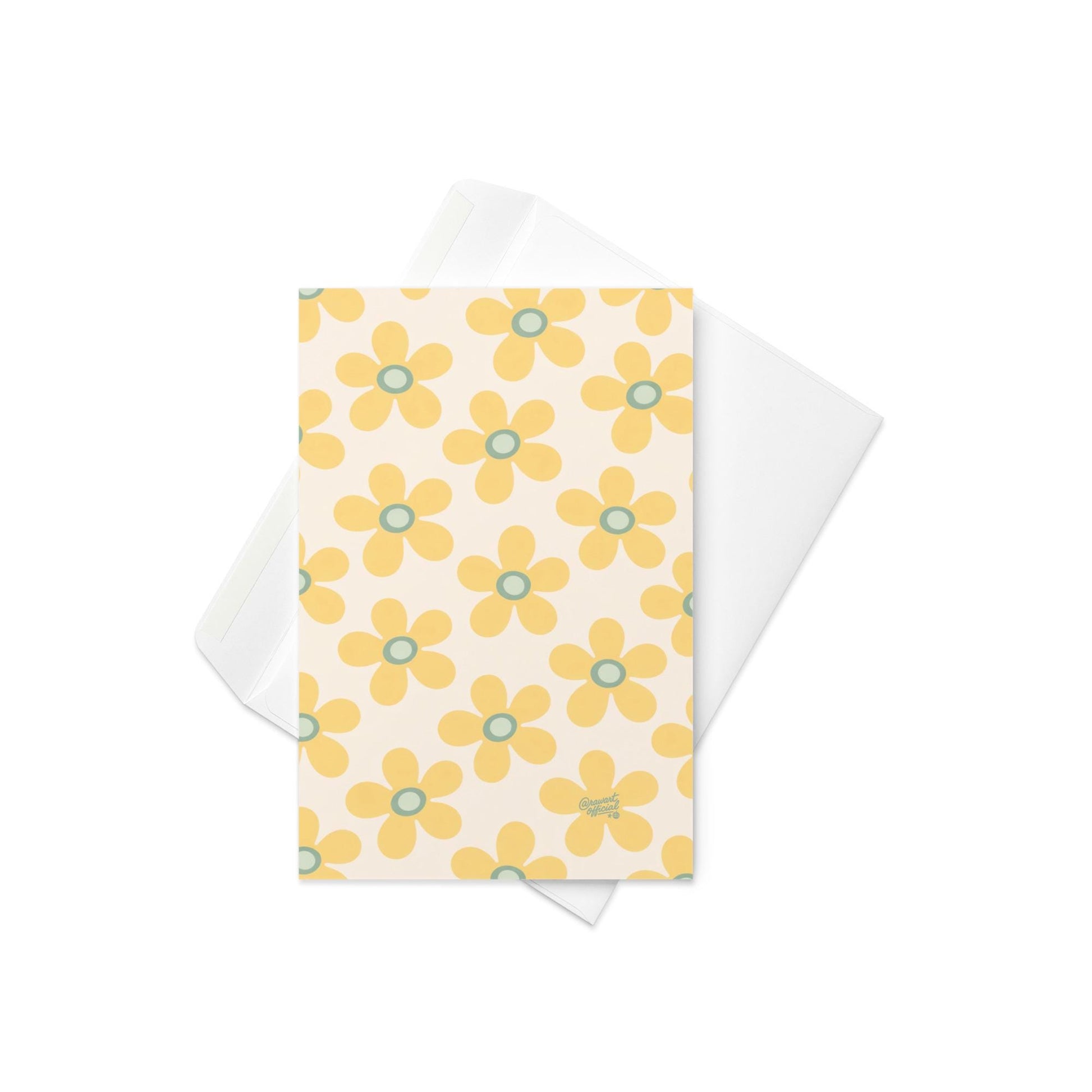cream card with repeating yellow daisy flower pattern simple spring design