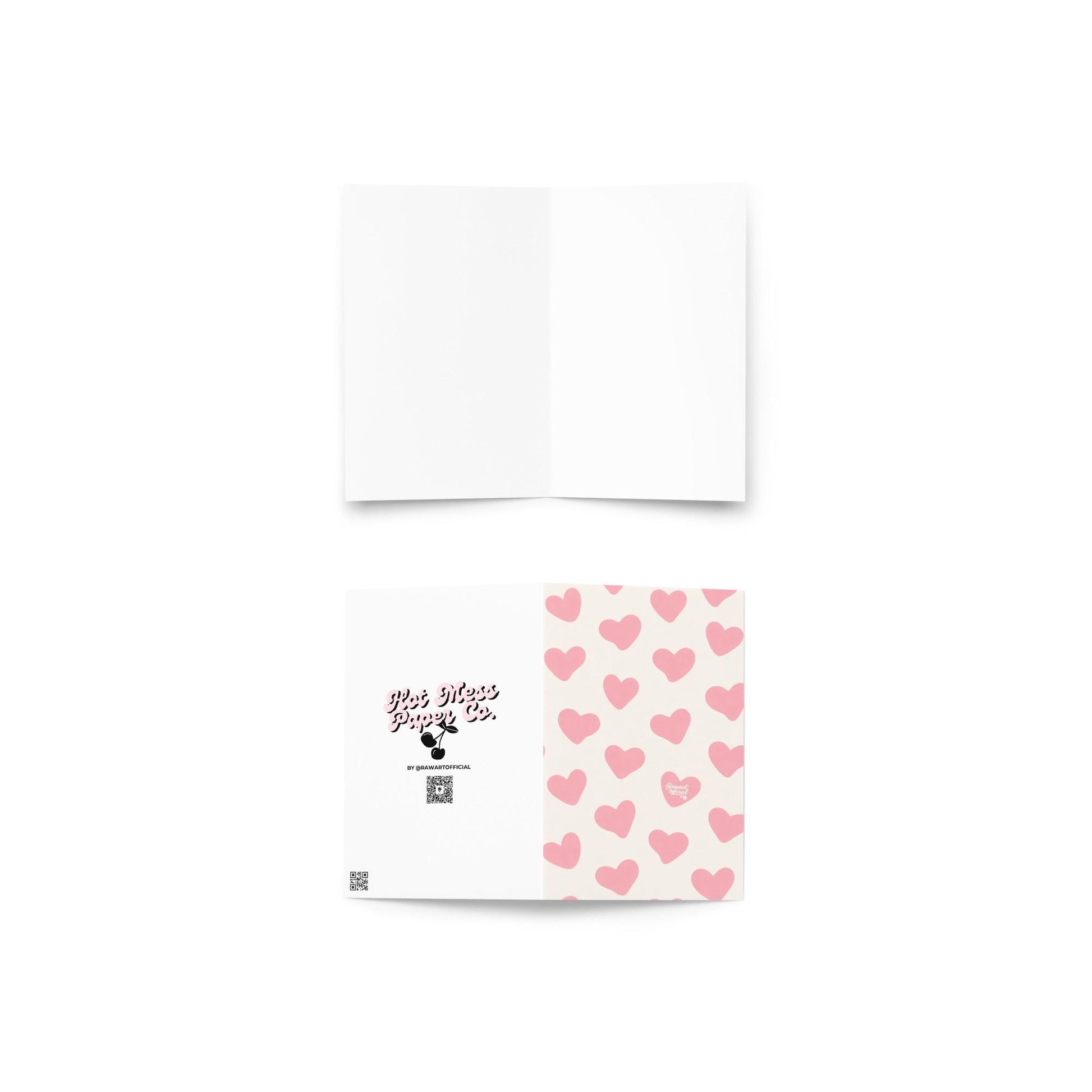 Cute retro-style pink heart blobs on cream backdrop, perfect for Valentine’s or romantic notes.