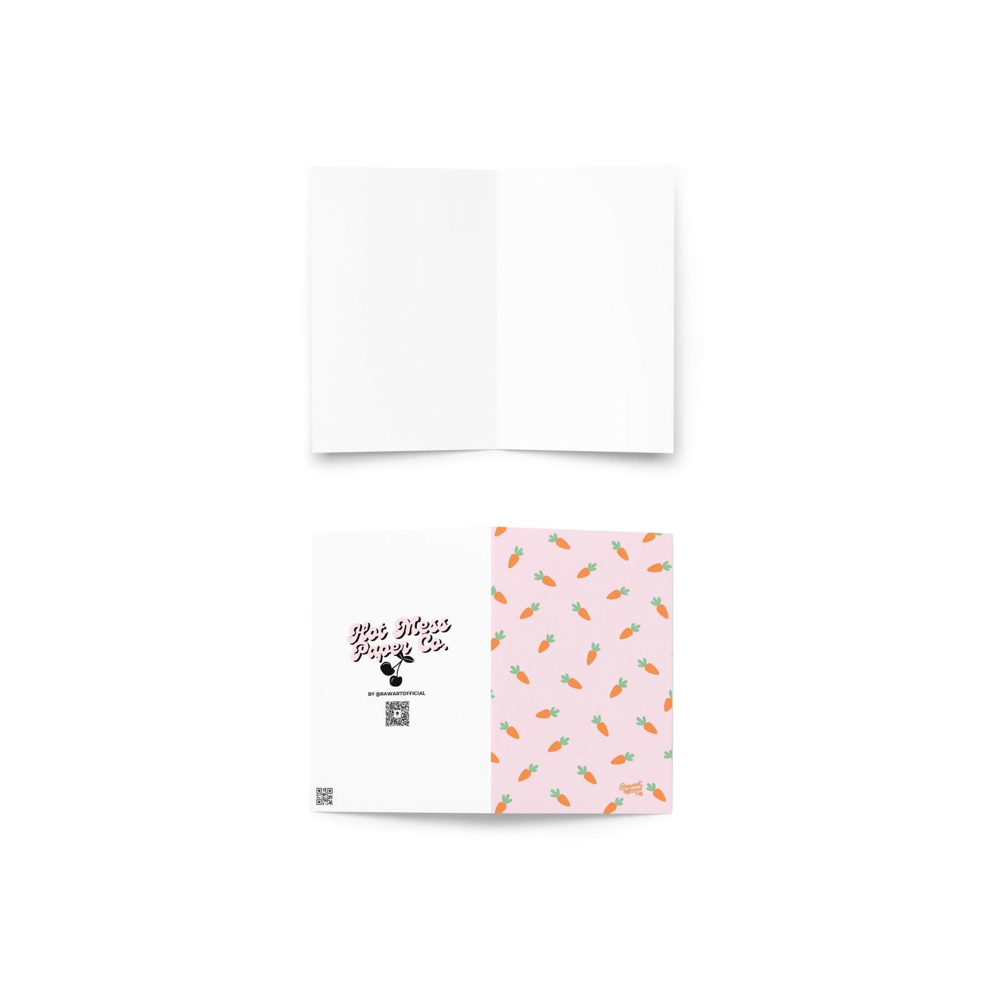 pastel carrot pattern easter card with orange carrots on pink background spring stationery bunny themed design