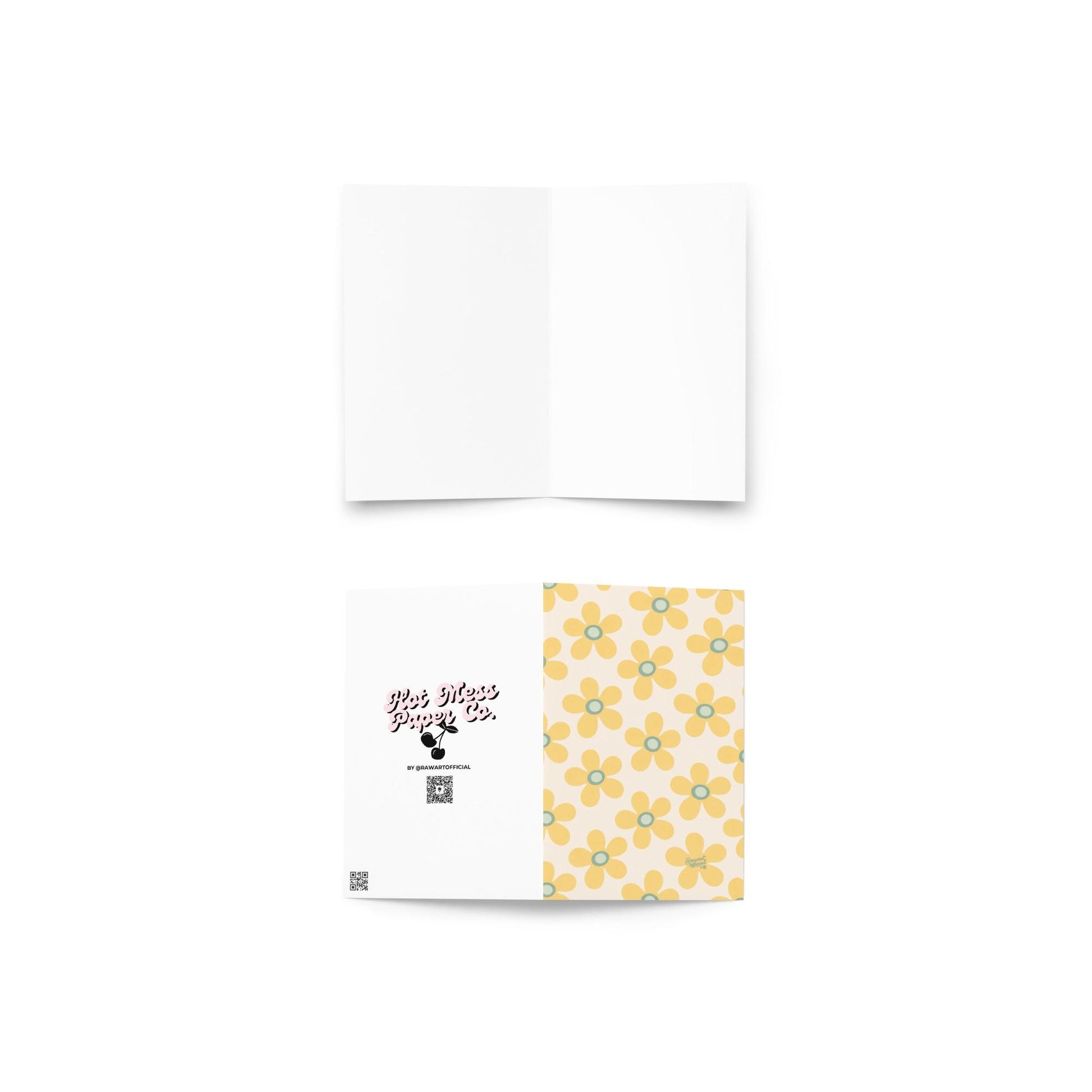 cream card with repeating yellow daisy flower pattern simple spring design