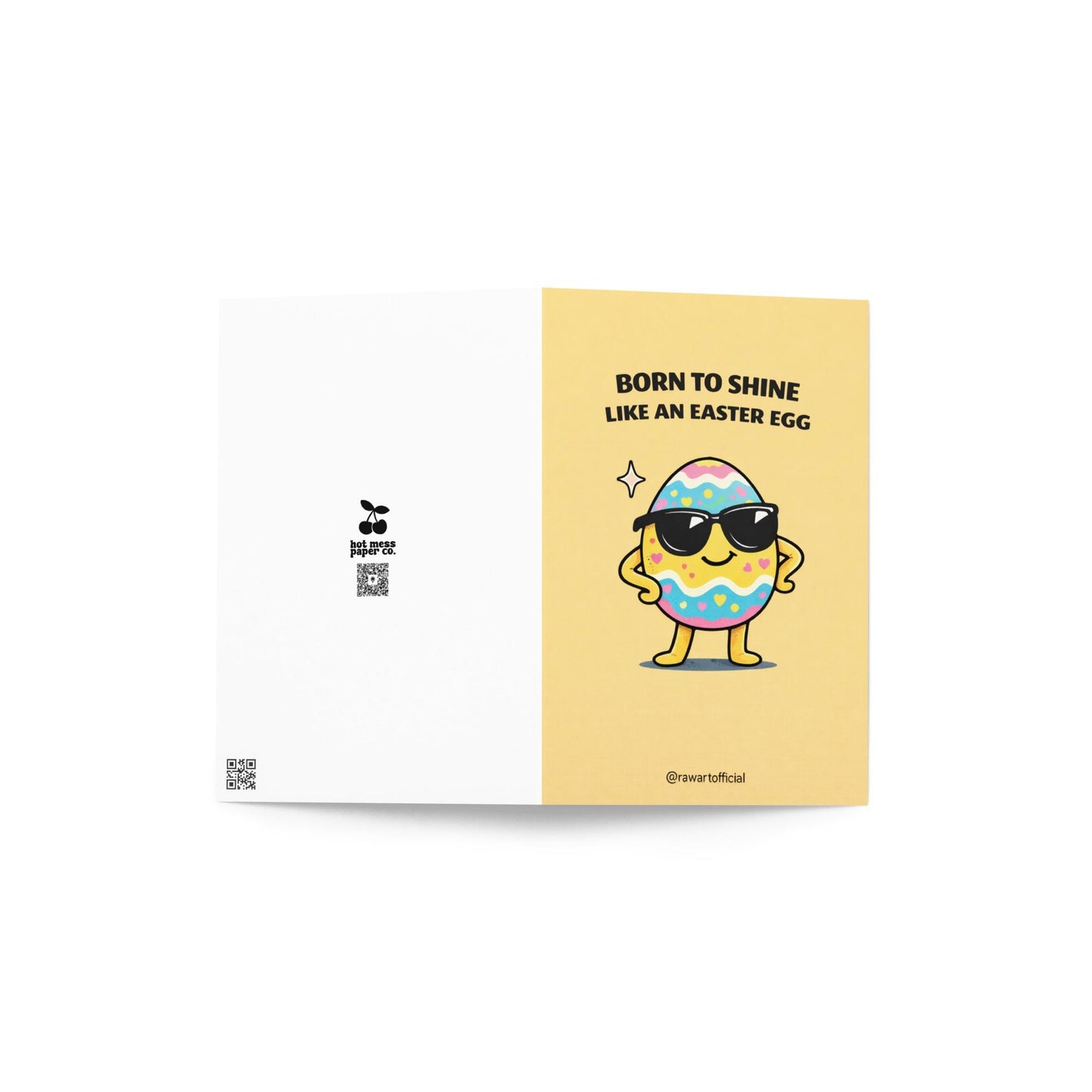 funny easter birthday greeting card with colorful easter egg wearing sunglasses and text born to shine like an easter egg