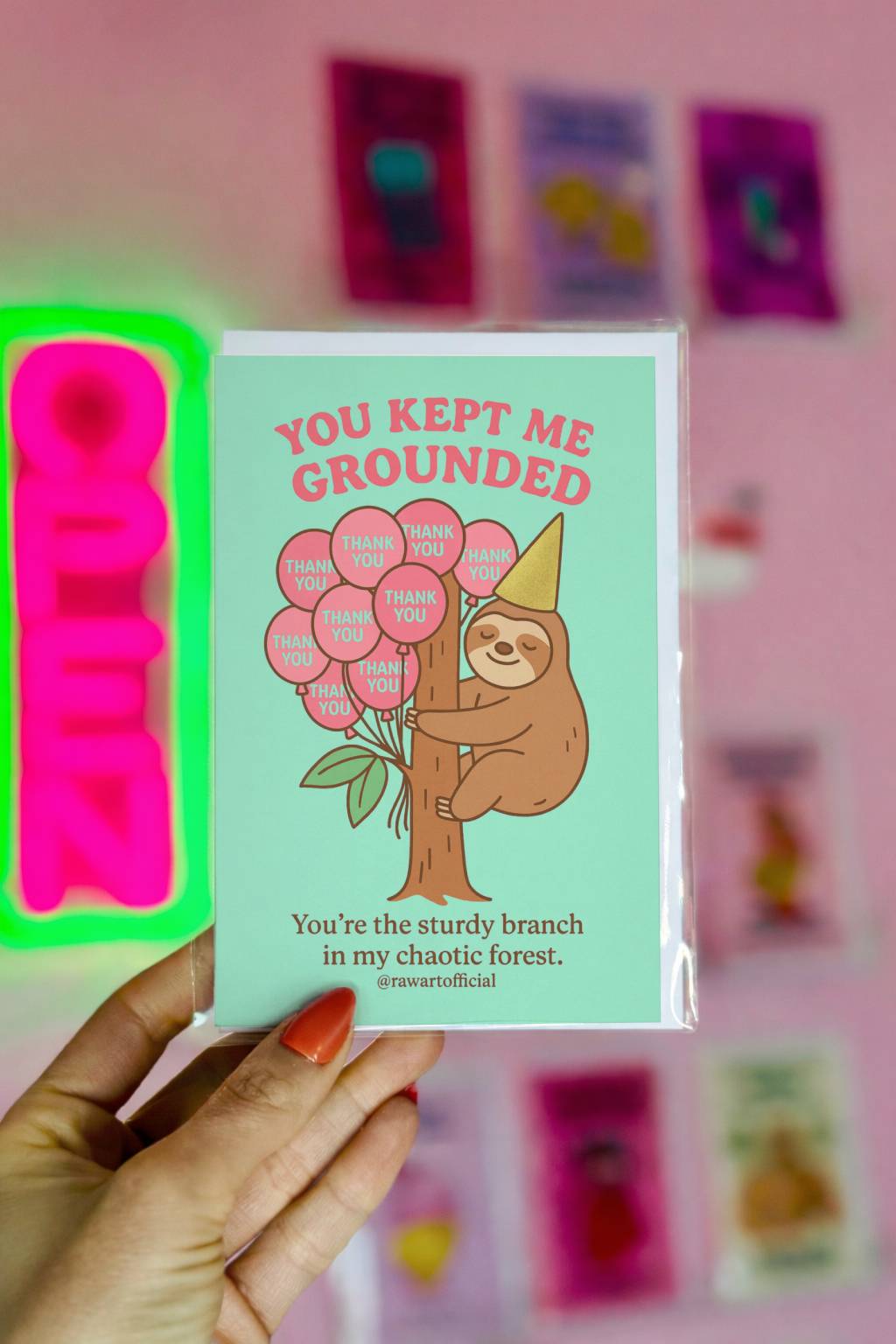 Funny Sloth Thank You Card – You Kept Me Grounded